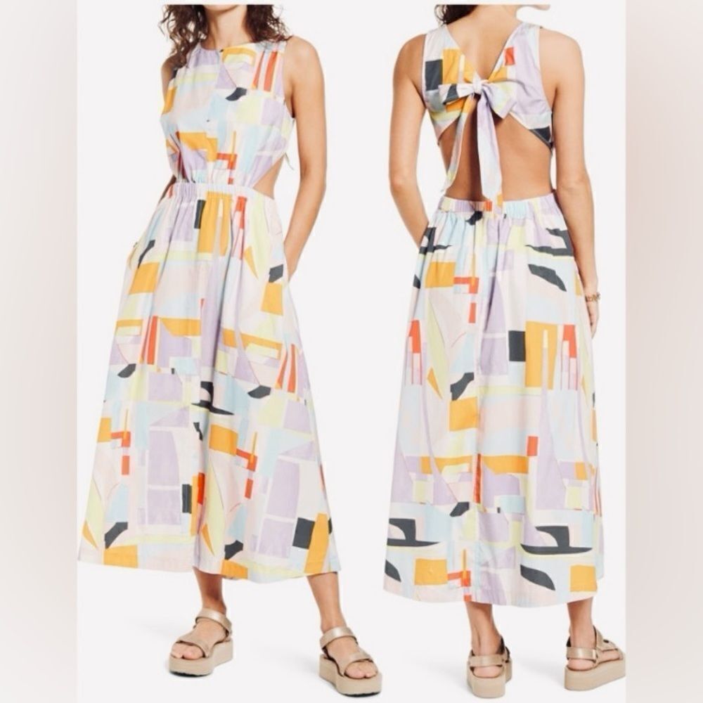 ✨Open Edit COLORFUL 🎨 Tie Open Back 100% Organic Cotton Maxi Dress✨